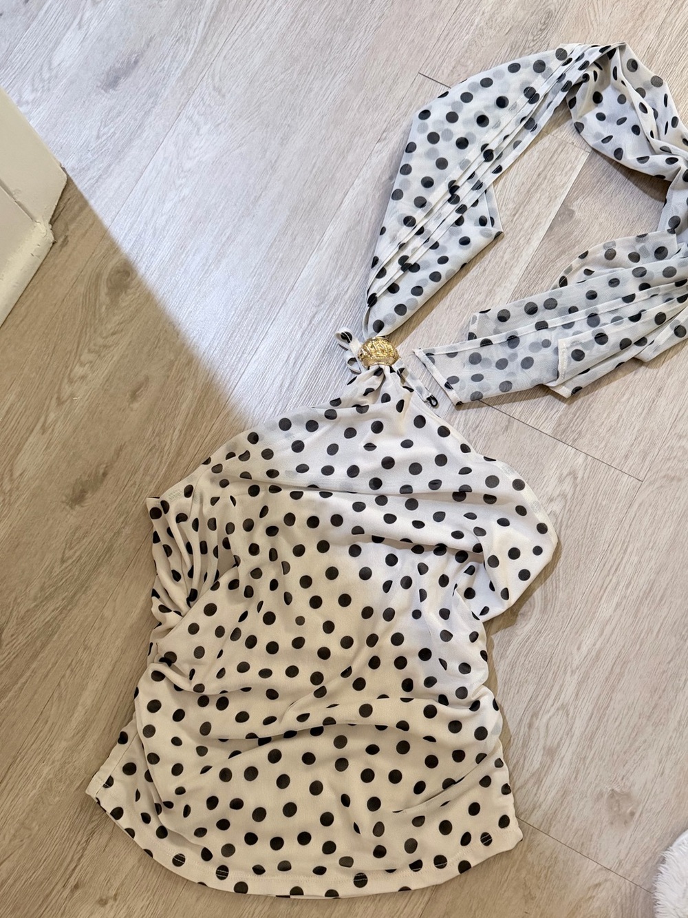 H&M Polka Dot Halter Top in Cream and Black